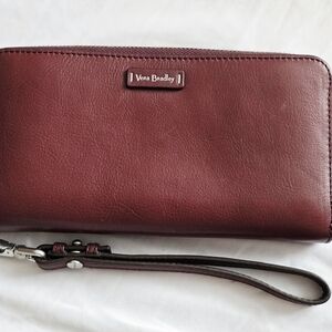 Vera Bradley Burgundy Leather Wristlet